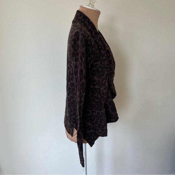 Rebecca Taylor Lambswool Cashmere Leopard Print Ruffle Single Button Cardigan XS - Picture 4 of 8